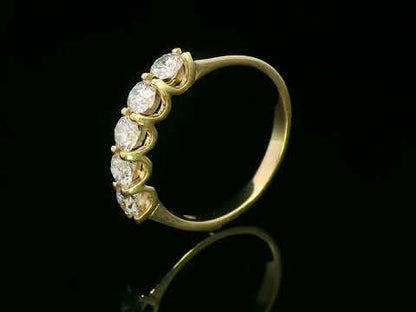 18K Yellow Gold Half Eternity Ring with 0.92 Carats of Round Brilliant Diamonds