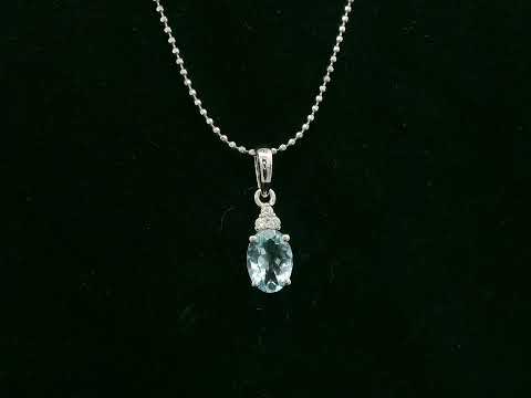 Oval aquamarine and diamond pendant in 18K white gold by Emirates Diamonds