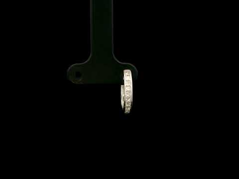 Men’s single diamond hoop earring in 18K white gold with princess cut diamonds