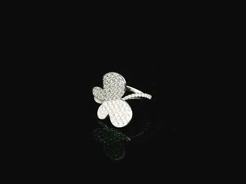 Statement diamond butterfly ring in 18K white gold pavé 1.18 carat