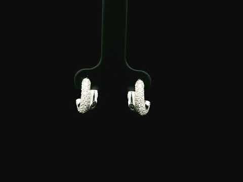 Diamond double row huggie earrings in 18K white gold Emirates Diamonds