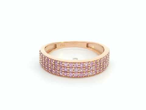 18K rose gold pink sapphire pave band ring with 0.81ct natural sapphires 
