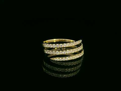 18K yellow gold diamond wrap ring with triple-row pavé design totaling 0.59 carat – Emirates Diamonds.