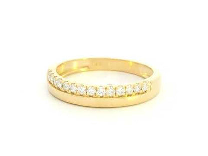 18K yellow gold diamond wedding band with diamonds, minimalist fine jewelry by Emirates Diamonds