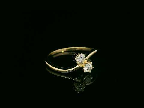“Toi et Moi” diamond ring in 18K yellow gold with two round-cut diamonds, timeless elegance by Emirates Diamonds