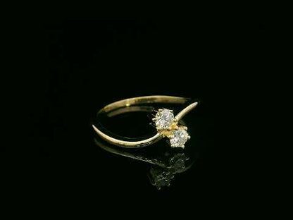 “Toi et Moi” diamond ring in 18K yellow gold with two round-cut diamonds, timeless elegance by Emirates Diamonds
