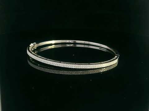 18K gold double-row diamond bangle with 0.68 CT pavé-set diamonds, luxury fine jewelry for women.