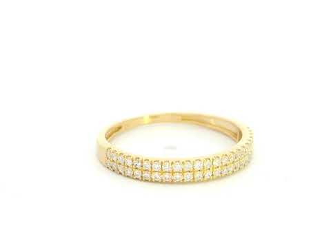 18K Yellow Gold Double Row Diamond Wedding Band with 0.27 Carat Natural Diamonds
