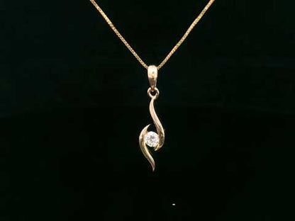 18K Rose Gold Tension Set Diamond Swirl Pendant – Modern Wave Design with 0.13ct Round Diamond, Minimalist Jewelry Without Chain