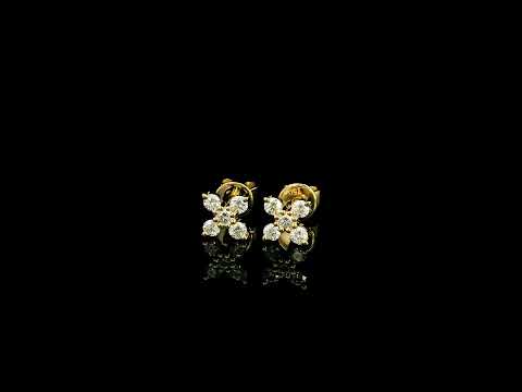 18K Yellow Gold Diamond Stud Earrings featuring a five round brilliant diamond cluster with a total diamond weight of 0.32 carat.