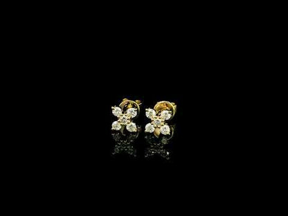 18K Yellow Gold Diamond Stud Earrings featuring a five round brilliant diamond cluster with a total diamond weight of 0.32 carat.