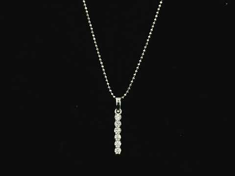 18K white gold vertical diamond bar pendant with 0.25 carat natural diamonds by Emirates Diamonds