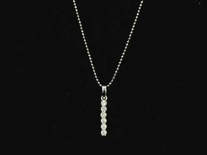 18K white gold vertical diamond bar pendant with 0.25 carat natural diamonds by Emirates Diamonds
