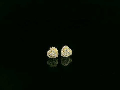Diamond Heart Stud Earrings in 18K Yellow Gold