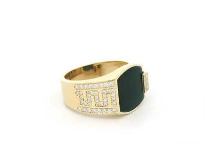Black Onyx & Diamond Signet Ring in 18K Yellow Gold – 2.29 Carat