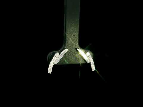 18K White Gold Diamond Curve Stud Earrings with 0.22 Carat Natural Diamonds