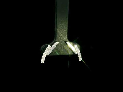 18K White Gold Diamond Curve Stud Earrings with 0.22 Carat Natural Diamonds