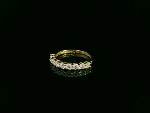 18K yellow gold diamond half eternity ring with round brilliant-cut diamonds by Emirates Diamonds