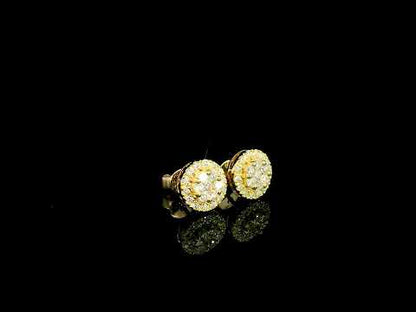 Round diamond cluster stud earrings in 18K yellow gold