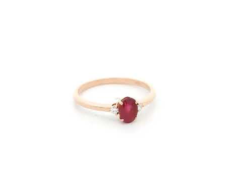 Oval ruby and diamond ring in 18K rose gold by Emirates Diamonds