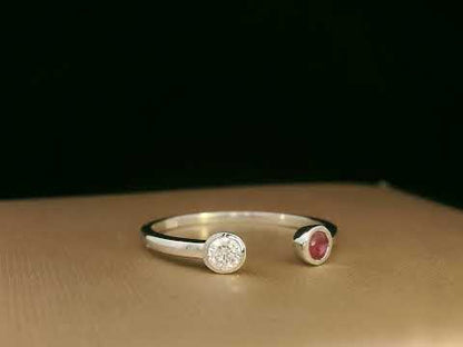 Ruby and diamond open ring in 18K white gold by Emirates Diamonds