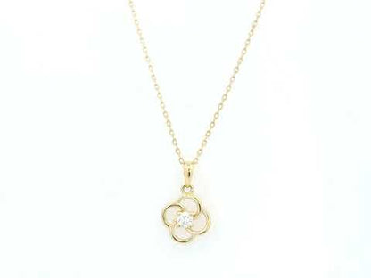 18K Yellow Gold Diamond Flower Pendant with 0.13 Carat Natural Diamond