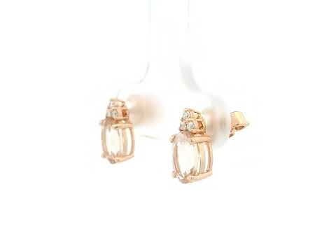 Oval morganite and diamond earrings 1.46ct in 18K rose gold by Emirates Diamonds