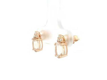 Oval morganite and diamond earrings 1.46ct in 18K rose gold by Emirates Diamonds