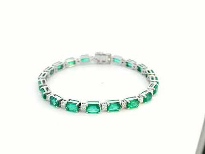 18K Gold Emerald Tennis Bracelet with Diamonds – 12.11ct May Birthstone Luxury Jewelry