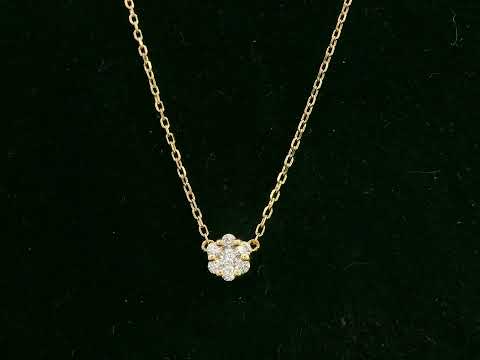 18K yellow gold diamond cluster necklace with round brilliant diamonds, total diamond weight 0.09 carat – Emirates Diamonds