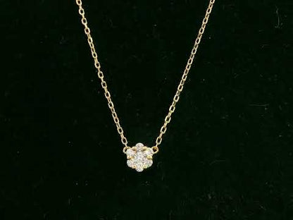 18K yellow gold diamond cluster necklace with round brilliant diamonds, total diamond weight 0.09 carat – Emirates Diamonds