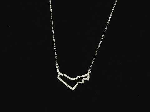 Diamond UAE map necklace in 18K white gold with pavé diamonds