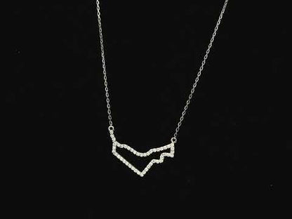 Diamond UAE map necklace in 18K white gold with pavé diamonds