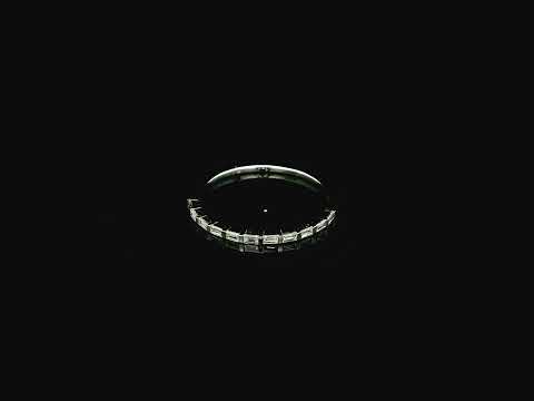 Baguette diamond band ring in 18K white gold minimalist stackable ring Emirates Diamonds