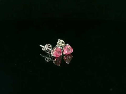 Heart-Shaped Ruby Stud Earrings in 18K White Gold