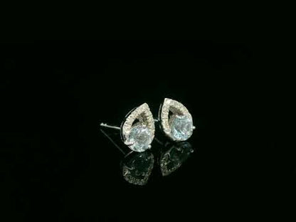 18K White Gold Aquamarine Earrings with Diamond Teardrop Accent