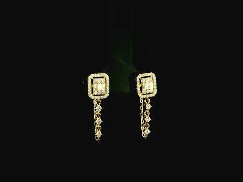 Diamond ear jacket earrings with chain detail 0.54ct in 18K yellow gold by Emirates Diamonds