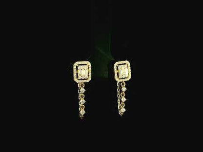 Diamond ear jacket earrings with chain detail 0.54ct in 18K yellow gold by Emirates Diamonds