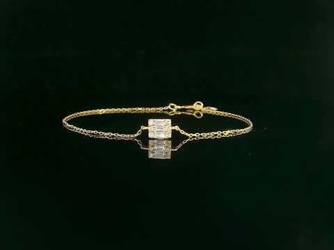 Minimalist diamond bracelet with rectangular setting in 18K yellow gold by Emirates Diamonds