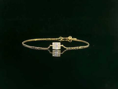 Minimalist diamond bracelet with rectangular setting in 18K yellow gold by Emirates Diamonds