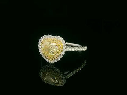 18k White Gold Heart-Shaped Fancy Yellow Diamond 1.04ct Engagement Ring | IGI Certified