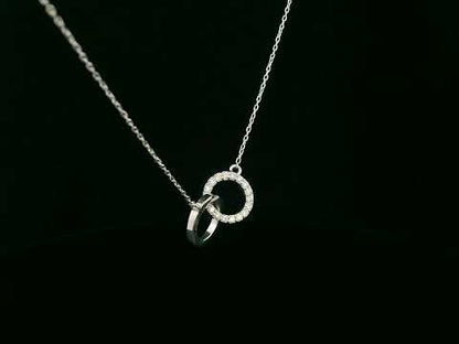 18K Gold Interlocking Circles Diamond Pendant