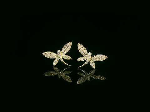Butterfly diamond earrings in 18K yellow gold with 0.21 carat total diamonds – Emirates Diamonds
