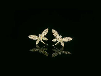 Butterfly diamond earrings in 18K yellow gold with 0.21 carat total diamonds – Emirates Diamonds