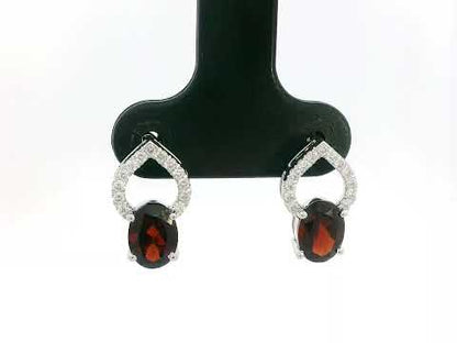 18k White Gold Garnet & Diamond Teardrop Stud Earrings