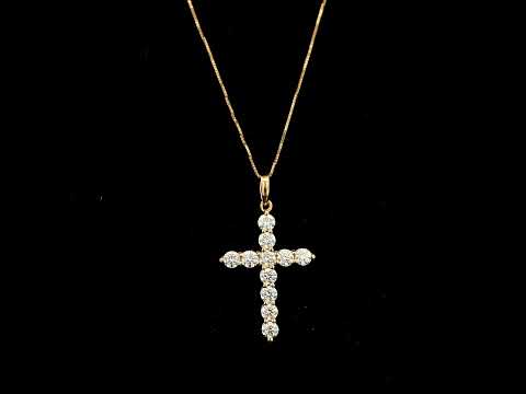 18K rose gold natural diamond cross pendant with round brilliant diamonds, Christian religious pendant.