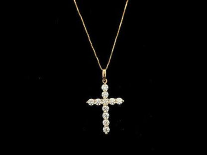 18K rose gold natural diamond cross pendant with round brilliant diamonds, Christian religious pendant.