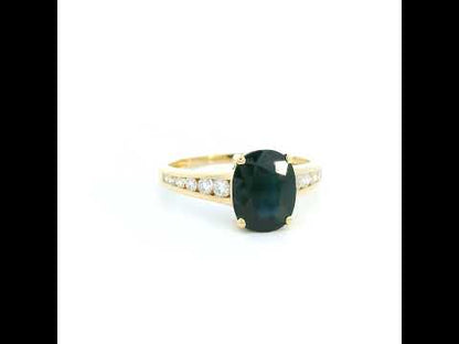 Blue Sapphire and Diamond Ring in 18K Yellow Gold