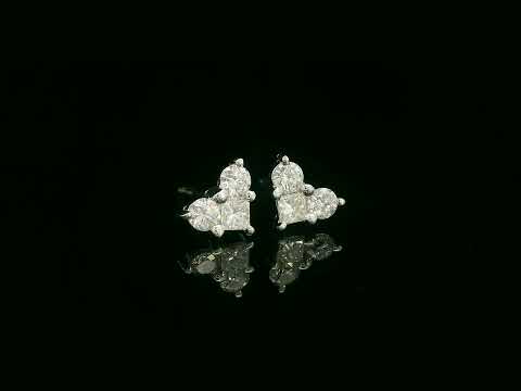 18K white gold heart-shaped diamond stud earrings with princess and round diamonds – Emirates Diamonds