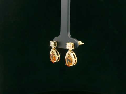 18K yellow gold citrine and diamond drop earrings by Emirates Diamonds